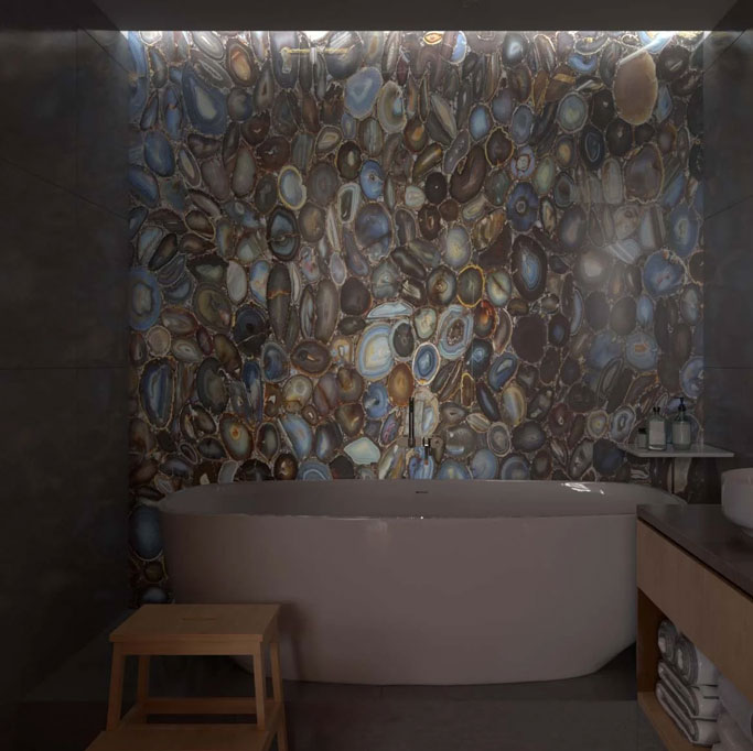 Semi-Precious Slabs Bathroom: Caring for your Dolomite